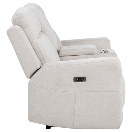  Coaster Furniture Kennett 610152P Chenille Upholstered Power Reclining Loveseat - Ivory IMAGE 5