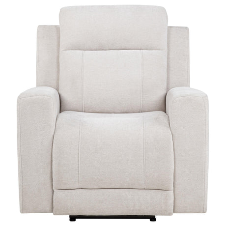  Coaster Furniture Kennett 610153P Chenille Upholstered Power Recliner Chair - Ivory IMAGE 4