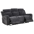  Coaster Furniture Kennett 610154P Chenille Upholstered Power Reclining Sofa - Dark Grey IMAGE 1
