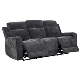  Coaster Furniture Kennett 610154P Chenille Upholstered Power Reclining Sofa - Dark Grey IMAGE 1