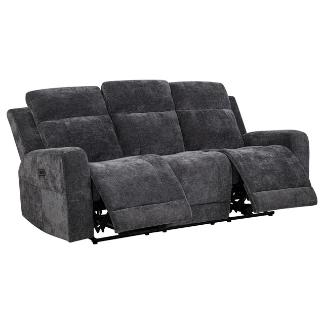  Coaster Furniture Kennett 610154P Chenille Upholstered Power Reclining Sofa - Dark Grey IMAGE 1