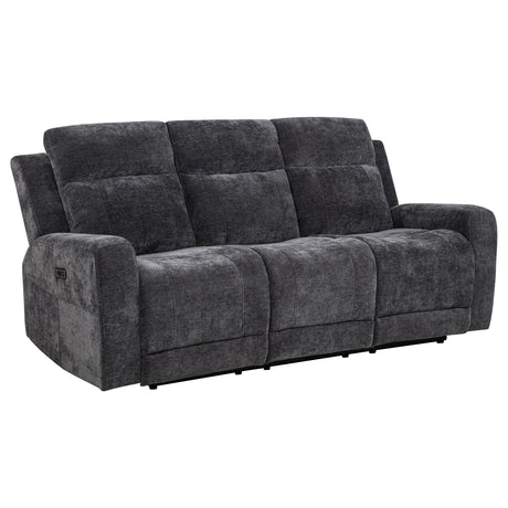  Coaster Furniture Kennett 610154P Chenille Upholstered Power Reclining Sofa - Dark Grey IMAGE 12
