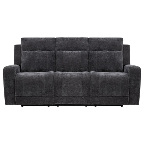  Coaster Furniture Kennett 610154P Chenille Upholstered Power Reclining Sofa - Dark Grey IMAGE 3