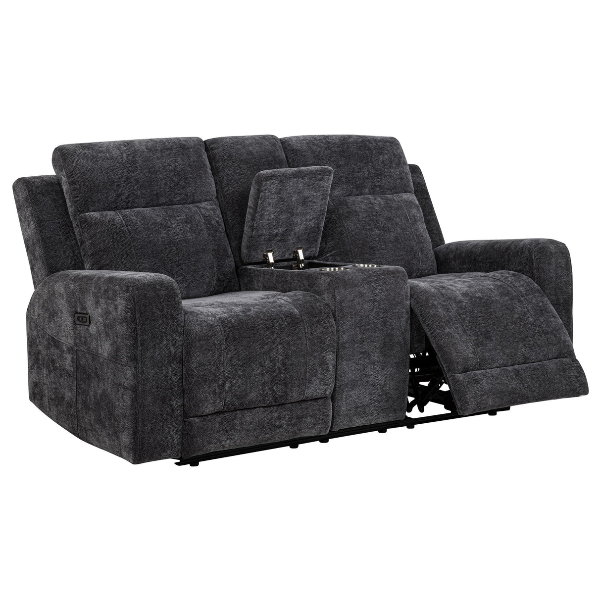  Coaster Furniture Kennett 610155P Chenille Upholstered Power Reclining Loveseat - Grey IMAGE 2