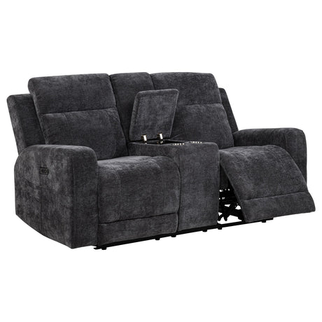  Coaster Furniture Kennett 610155P Chenille Upholstered Power Reclining Loveseat - Grey IMAGE 2