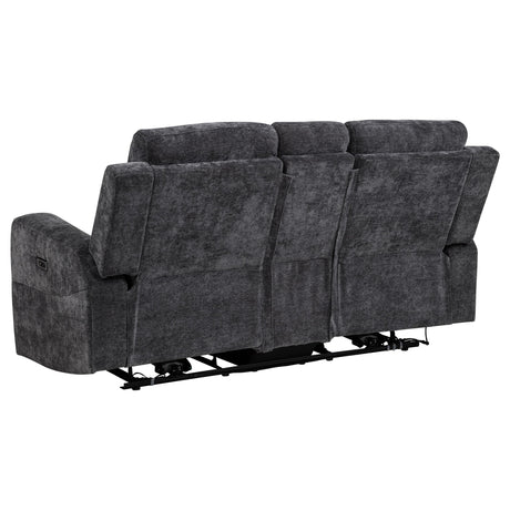  Coaster Furniture Kennett 610155P Chenille Upholstered Power Reclining Loveseat - Grey IMAGE 3