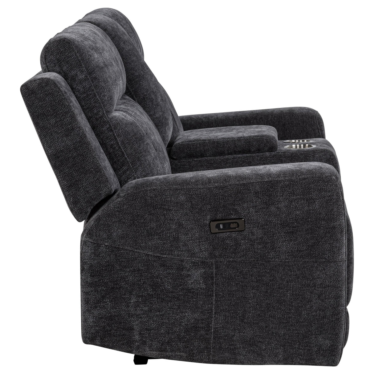  Coaster Furniture Kennett 610155P Chenille Upholstered Power Reclining Loveseat - Grey IMAGE 5