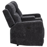  Coaster Furniture Kennett 610155P Chenille Upholstered Power Reclining Loveseat - Grey IMAGE 5