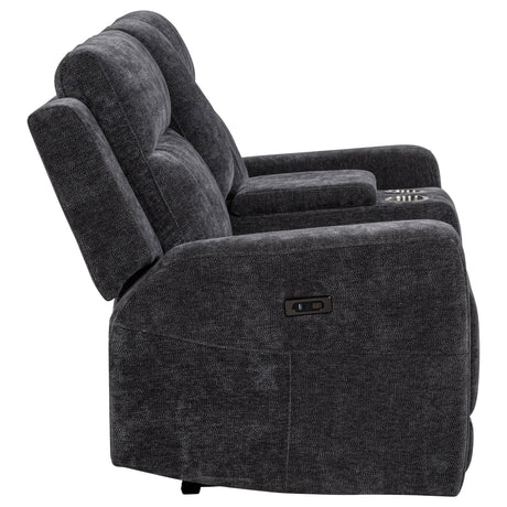  Coaster Furniture Kennett 610155P Chenille Upholstered Power Reclining Loveseat - Grey IMAGE 5