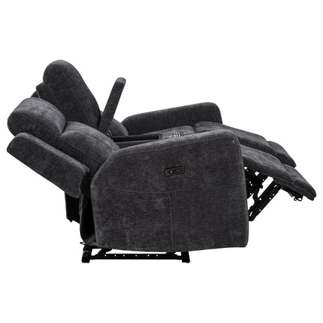  Coaster Furniture Kennett 610155P Chenille Upholstered Power Reclining Loveseat - Grey IMAGE 7