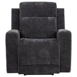  Coaster Furniture Kennett 610156P Chenille Upholstered Power Recliner Chair - Dark Grey IMAGE 1