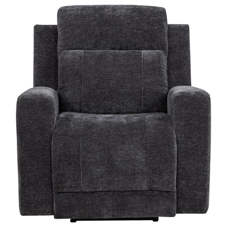  Coaster Furniture Kennett 610156P Chenille Upholstered Power Recliner Chair - Dark Grey IMAGE 1