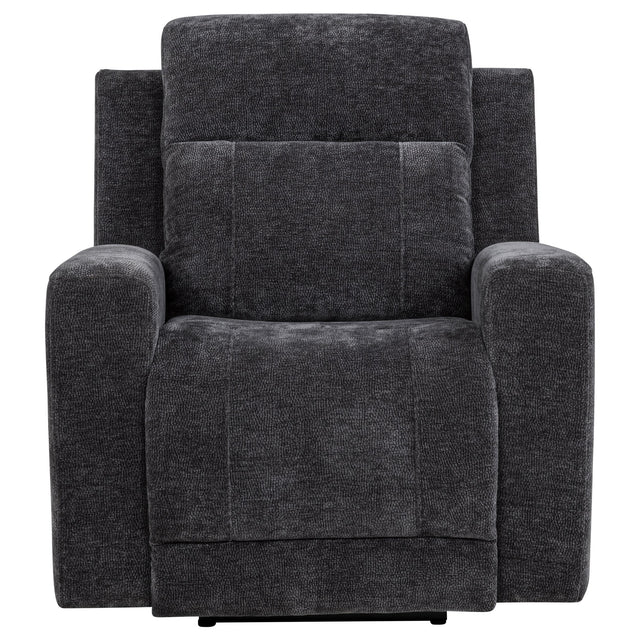 Coaster Furniture Kennett 610156P Chenille Upholstered Power Recliner Chair - Dark Grey IMAGE 1