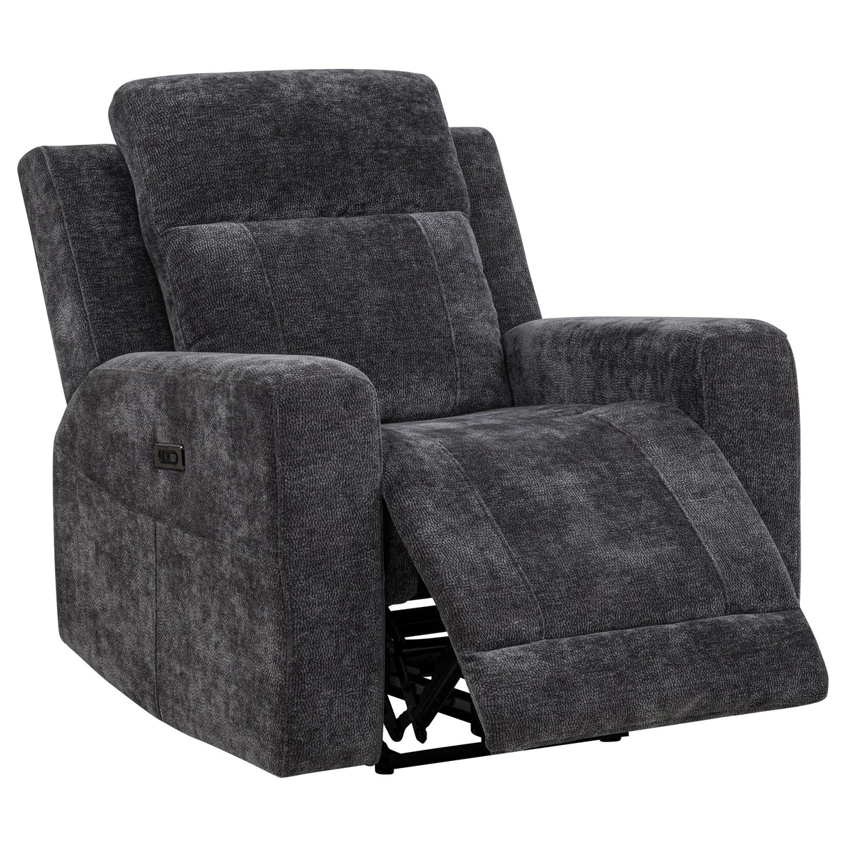  Coaster Furniture Kennett 610156P Chenille Upholstered Power Recliner Chair - Dark Grey IMAGE 2