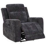  Coaster Furniture Kennett 610156P Chenille Upholstered Power Recliner Chair - Dark Grey IMAGE 2
