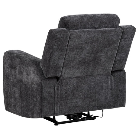  Coaster Furniture Kennett 610156P Chenille Upholstered Power Recliner Chair - Dark Grey IMAGE 3