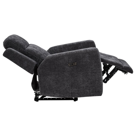  Coaster Furniture Kennett 610156P Chenille Upholstered Power Recliner Chair - Dark Grey IMAGE 6