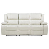  Coaster Furniture Camila 610247 Upholstered Motion Reclining Sofa - White IMAGE 2