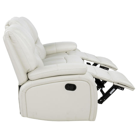  Coaster Furniture Camila 610247 Upholstered Motion Reclining Sofa - White IMAGE 4
