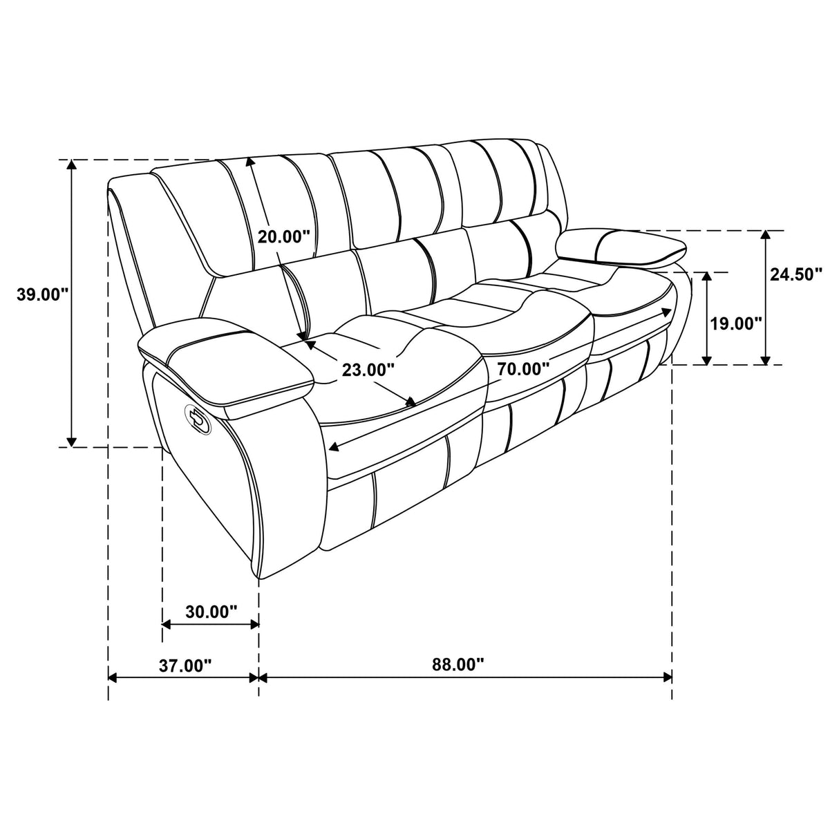  Coaster Furniture Camila 610247 Upholstered Motion Reclining Sofa - White IMAGE 8