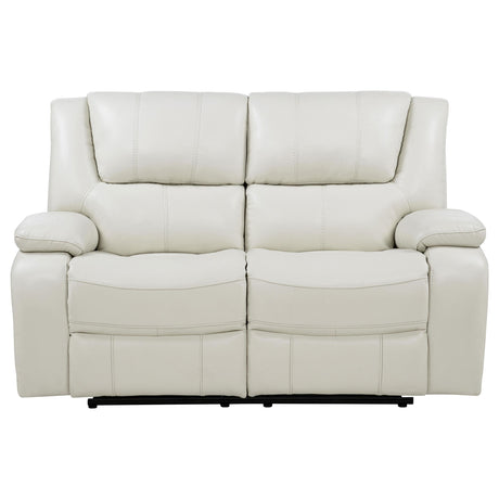  Coaster Furniture Camila 610248 Upholstered Motion Reclining Loveseat - White IMAGE 5