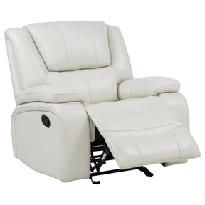  Coaster Furniture Camila 610249 Upholstered Glider Recliner Chair - White IMAGE 1