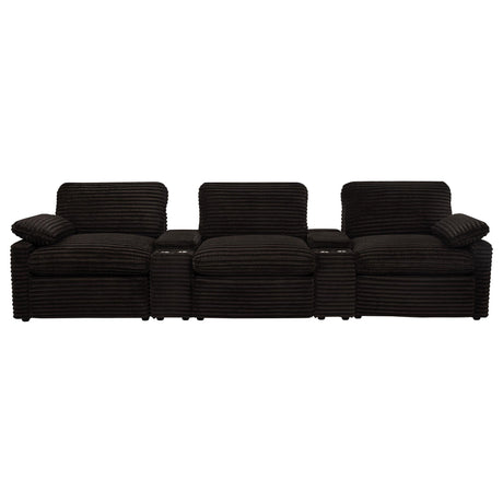  Coaster Furniture Collins 610351PT 5-Piece Power Reclining Home Theater Seating - Chocolate Brown IMAGE 1