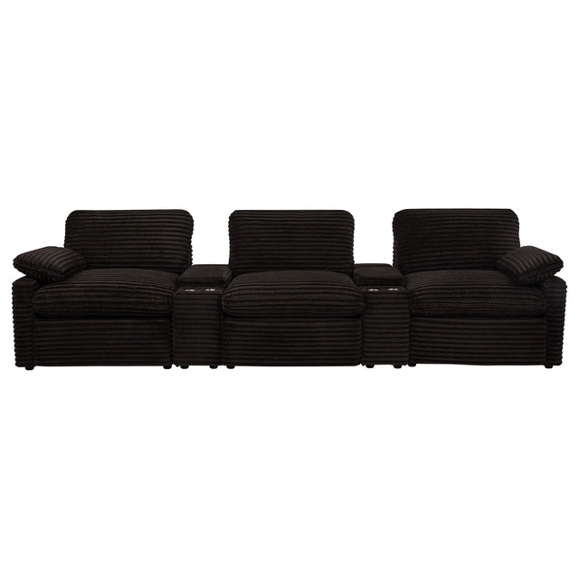  Coaster Furniture Collins 610351PT 5-Piece Power Reclining Home Theater Seating - Chocolate Brown IMAGE 1