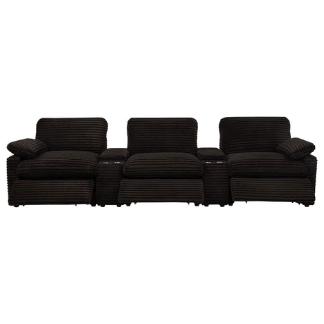  Coaster Furniture Collins 610351PT 5-Piece Power Reclining Home Theater Seating - Chocolate Brown IMAGE 5