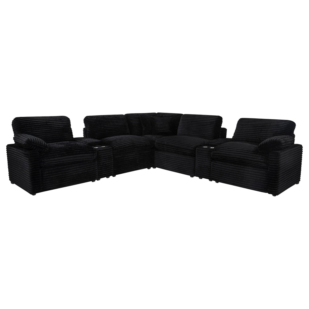  Coaster Furniture Collins 610360P-SETA 7-piece Modular Power Reclining Sectional - Black IMAGE 1