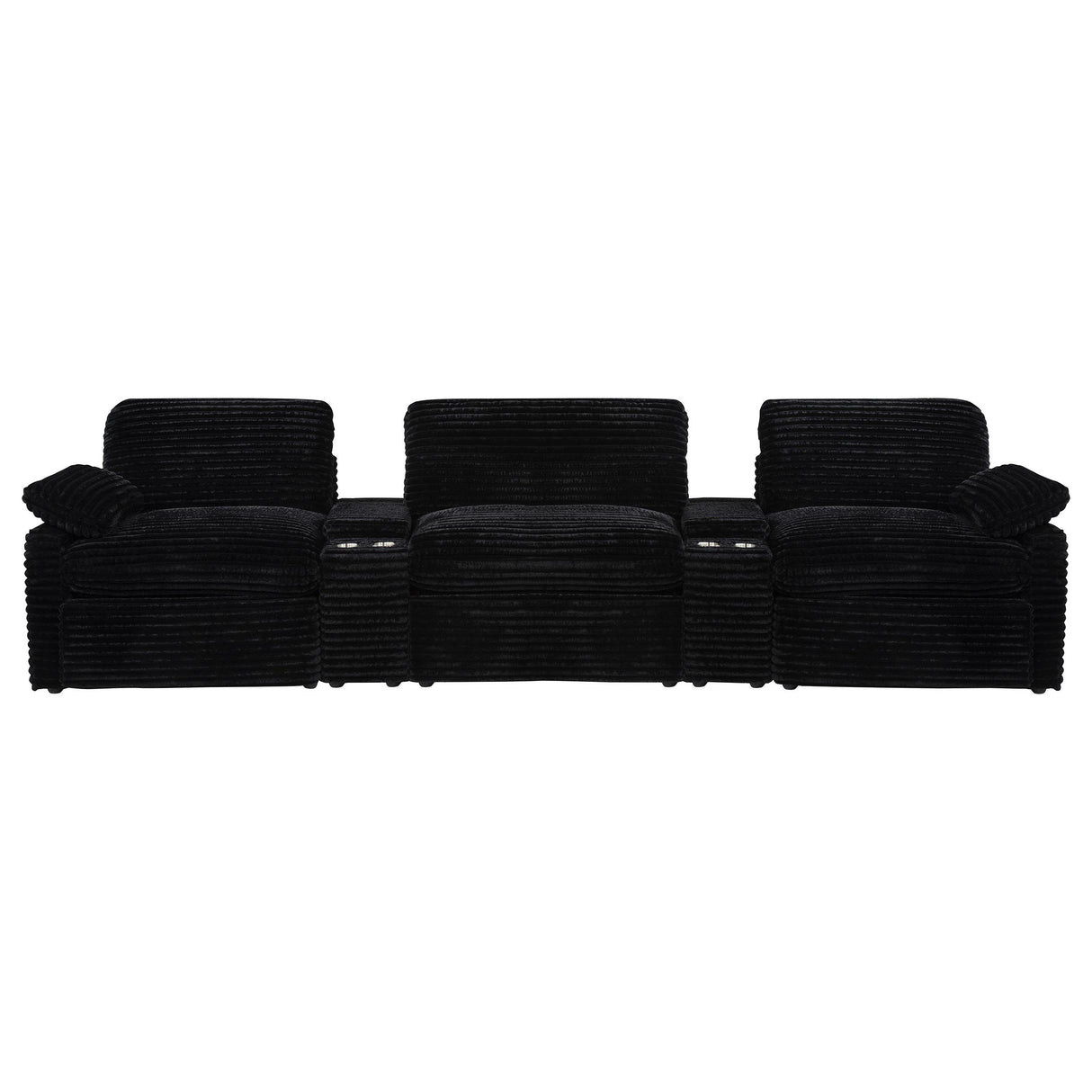  Coaster Furniture Collins 610361PT 5-Piece Power Reclining Home Theater Seating - Black IMAGE 2