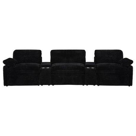  Coaster Furniture Collins 610361PT 5-Piece Power Reclining Home Theater Seating - Black IMAGE 2