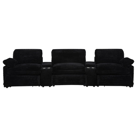  Coaster Furniture Collins 610361PT 5-Piece Power Reclining Home Theater Seating - Black IMAGE 5