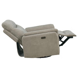  Coaster Furniture Adler 610423P Upholstered Power Swivel Glider Recliner - Greige IMAGE 3