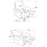  Coaster Furniture Adler 610423P Upholstered Power Swivel Glider Recliner - Greige IMAGE 9