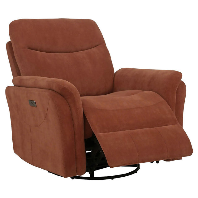  Coaster Furniture Adler 610433P Upholstered Power Swivel Glider Recliner - Rust IMAGE 1