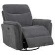  Coaster Furniture Adler 610443P Upholstered Power Swivel Glider Recliner - Charcoal Grey IMAGE 1