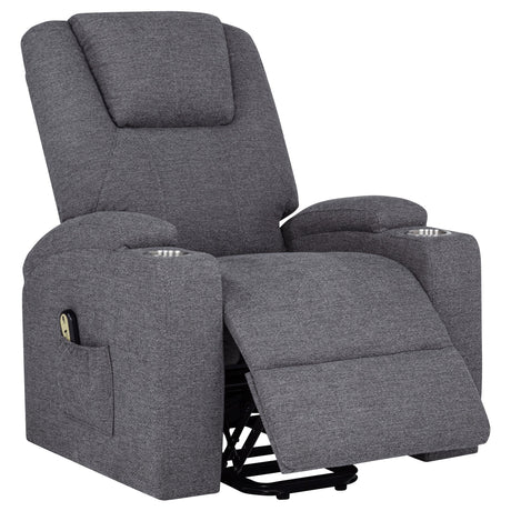  Coaster Furniture Louie 610453P Chenille Upholstered Power Lift Massage Chair - Grey IMAGE 1