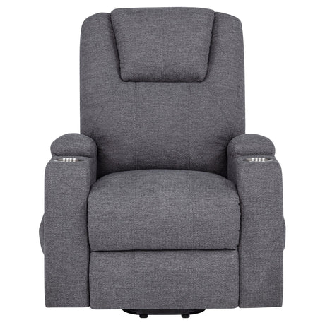  Coaster Furniture Louie 610453P Chenille Upholstered Power Lift Massage Chair - Grey IMAGE 3