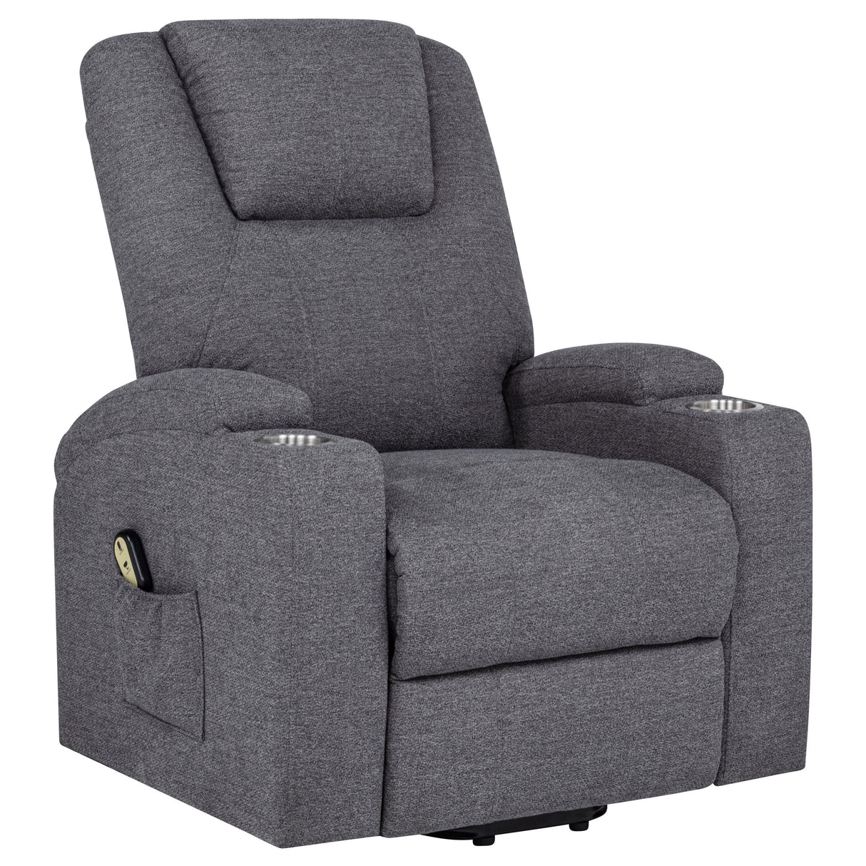  Coaster Furniture Louie 610453P Chenille Upholstered Power Lift Massage Chair - Grey IMAGE 9