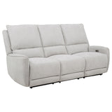  Coaster Furniture Sylmar 610521P Chenille Upholstered Power Reclining Sofa - Dove Grey IMAGE 1