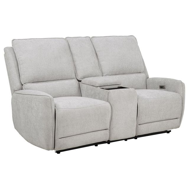  Coaster Furniture Sylmar 610522P Chenille Upholstered Power Reclining Loveseat - Dove Grey IMAGE 1