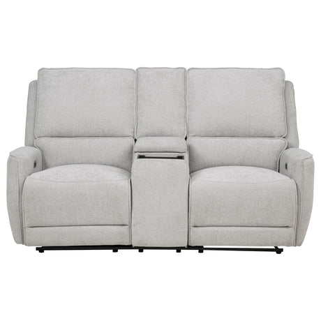  Coaster Furniture Sylmar 610522P Chenille Upholstered Power Reclining Loveseat - Dove Grey IMAGE 2