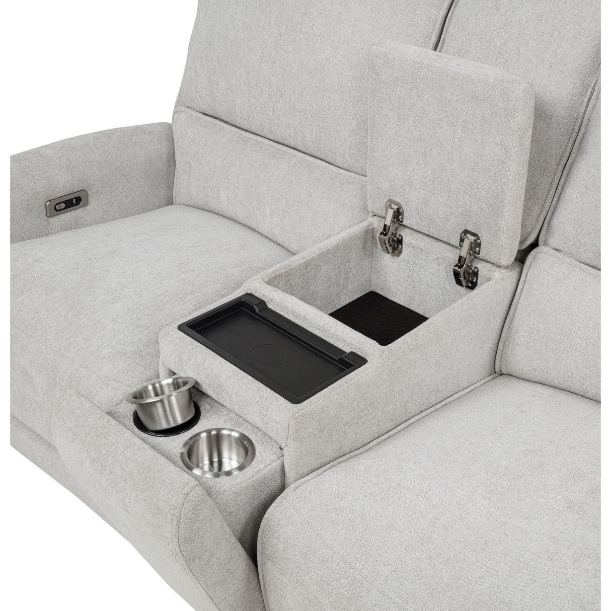  Coaster Furniture Sylmar 610522P Chenille Upholstered Power Reclining Loveseat - Dove Grey IMAGE 3