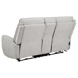  Coaster Furniture Sylmar 610522P Chenille Upholstered Power Reclining Loveseat - Dove Grey IMAGE 4