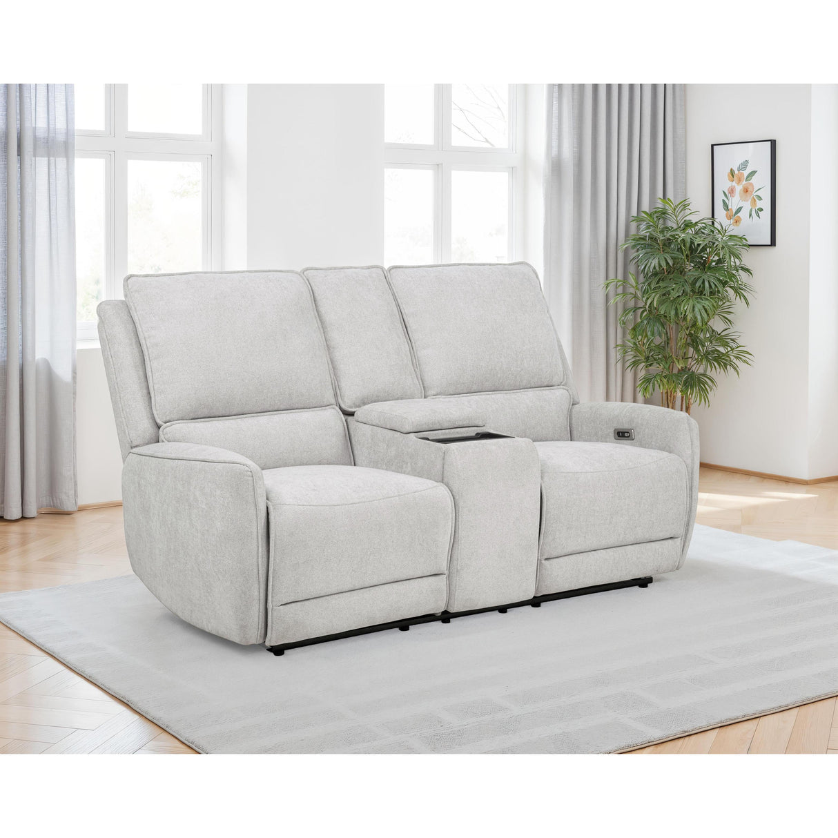  Coaster Furniture Sylmar 610522P Chenille Upholstered Power Reclining Loveseat - Dove Grey IMAGE 5