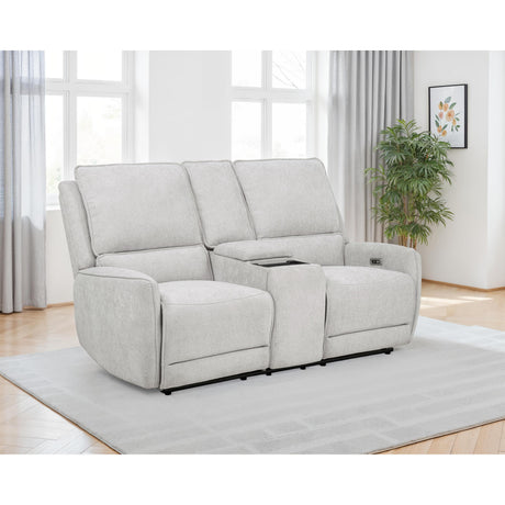  Coaster Furniture Sylmar 610522P Chenille Upholstered Power Reclining Loveseat - Dove Grey IMAGE 5