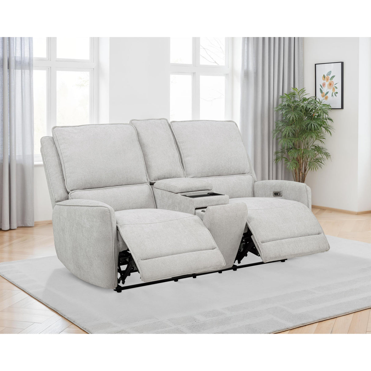  Coaster Furniture Sylmar 610522P Chenille Upholstered Power Reclining Loveseat - Dove Grey IMAGE 7