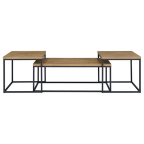  Coaster Furniture Straden 700144 3-piece Engineered Wood Coffee Table Set - Mango/Black IMAGE 1