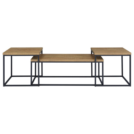  Coaster Furniture Straden 700144 3-piece Engineered Wood Coffee Table Set - Mango/Black IMAGE 1